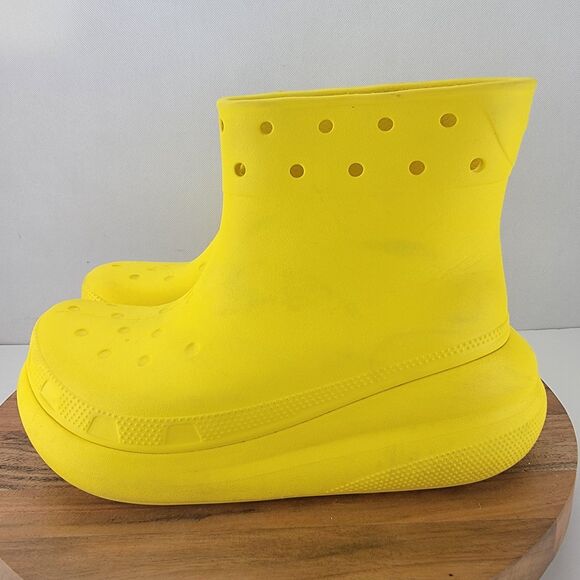 Crocs Mens 5 / Womens 7 Yellow Crush Rain Platform Boots 207946 - Picture 1 of 8